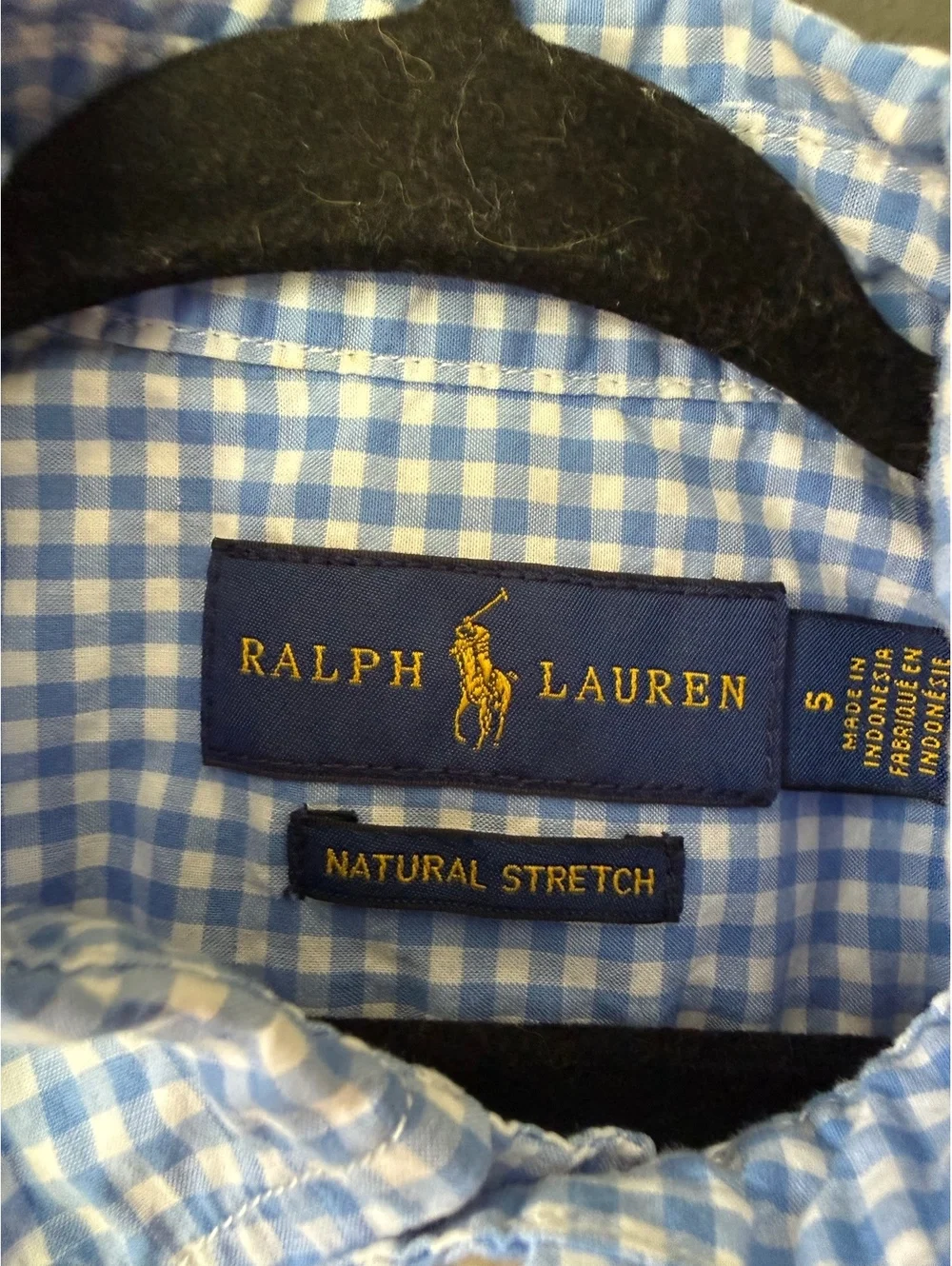 Ralph Lauren Boys Blue Gingham Button-Down Shirt Size 5